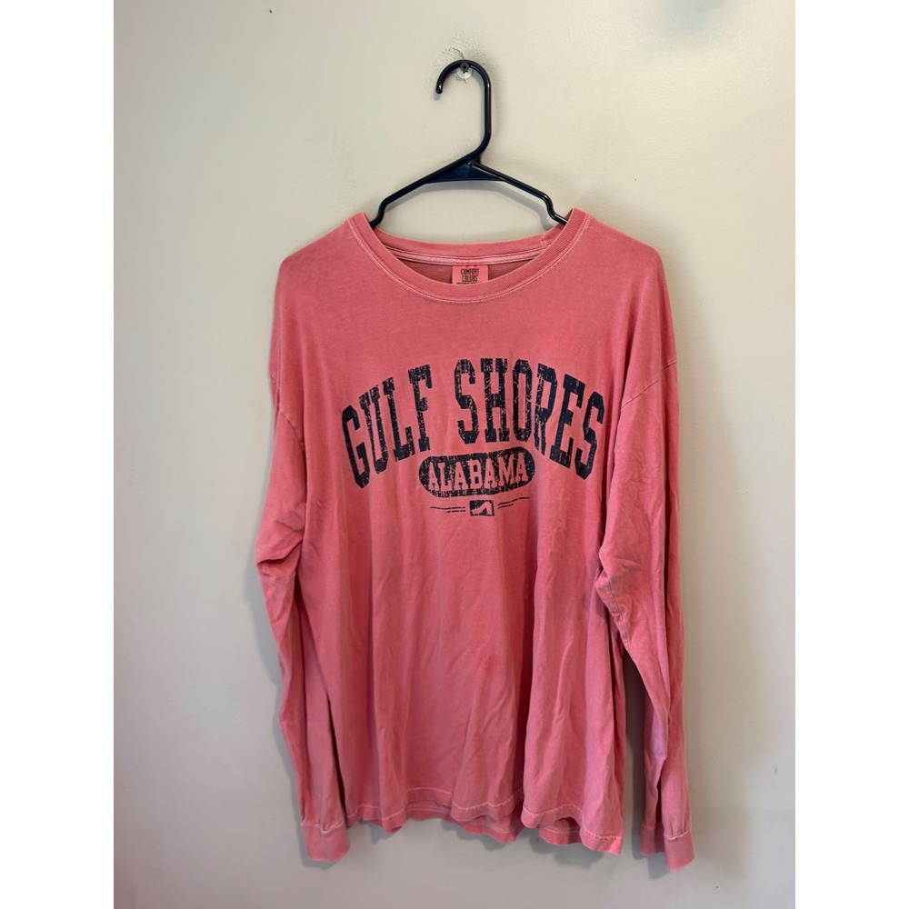 Comfort Colors Gulf Shores Alabama Long Sleeve T-Shirt Coral Pink Large